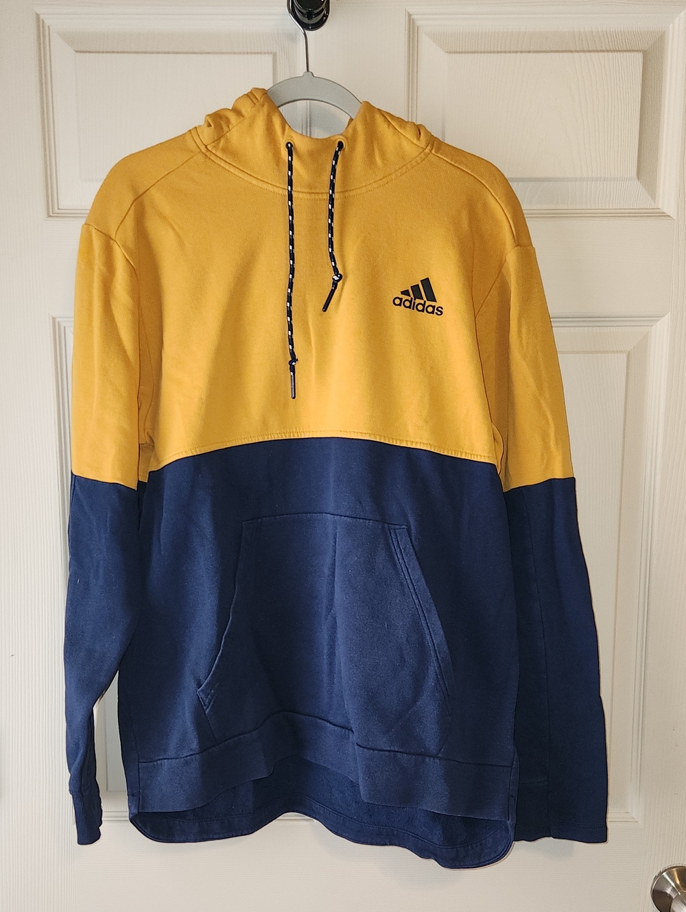 Adidas Men's Yellow & Navy Blue Hoodie Size L